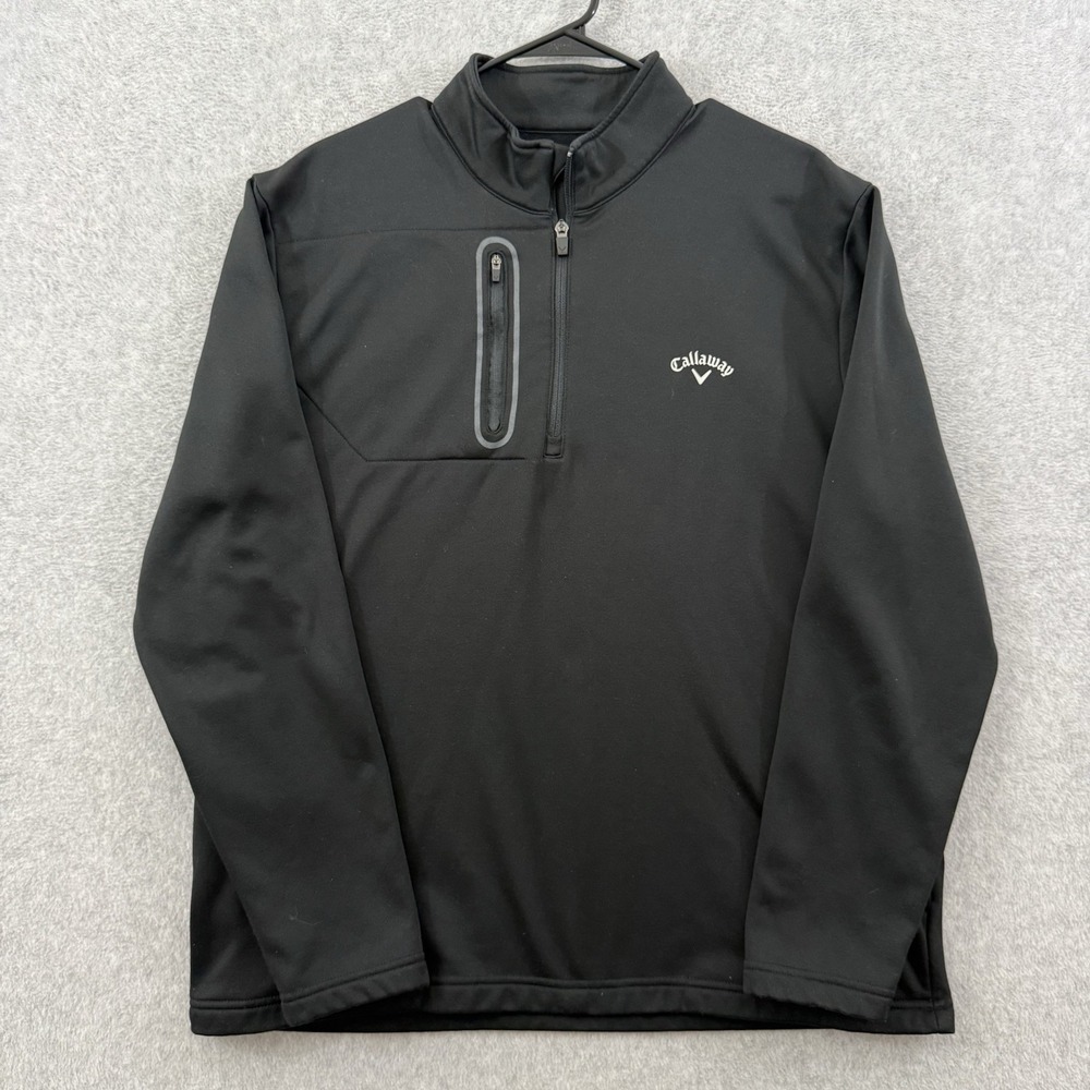 Callaway Golf Men's XL Black Quarter Zip Tech Fleece Long Sleeve Pullover
